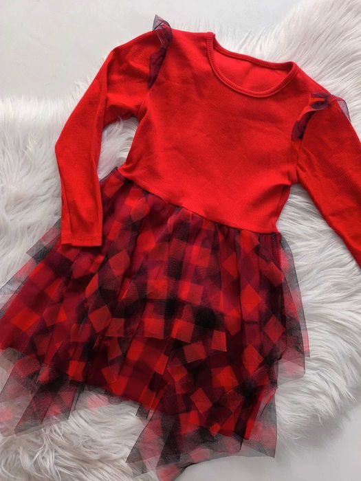 WYPRZEDAŻ  sukienka dziewczynka święta krata 104 lub 122/128
