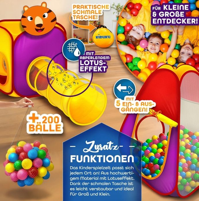 Namiot do zabawy  dla dzieci z piłeczkami 200 szt