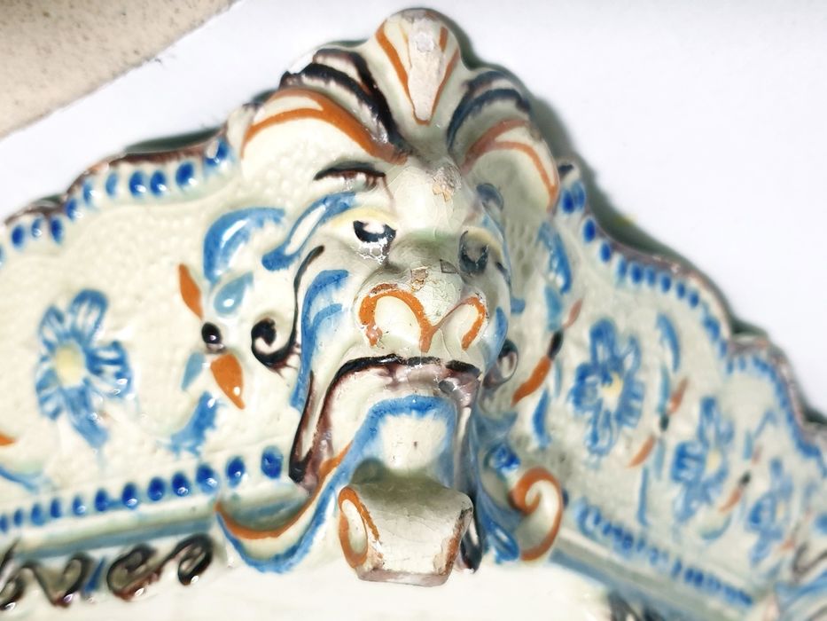 Rara antiga taça floreira de bonsai em faiança marcada