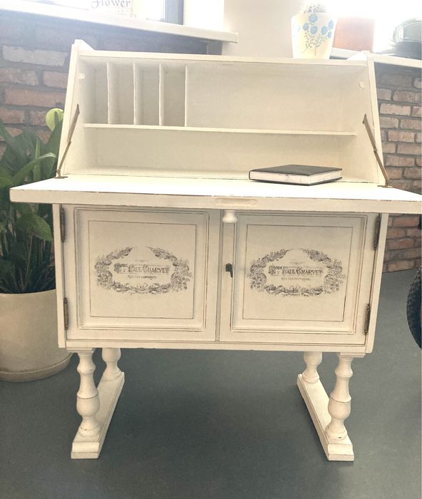 Sekretarz sekretarzyk komoda szafka biały Shabby Prowansja retro