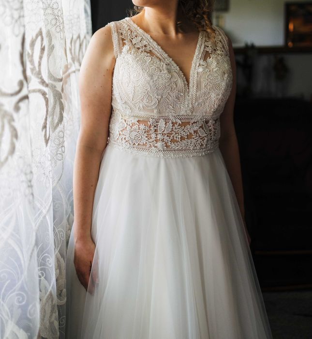 Suknia ślubna - L/XL - bialy/ecru