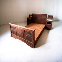 Cama casal madeira, vintage, art deco, com duas mesas de cabeceira