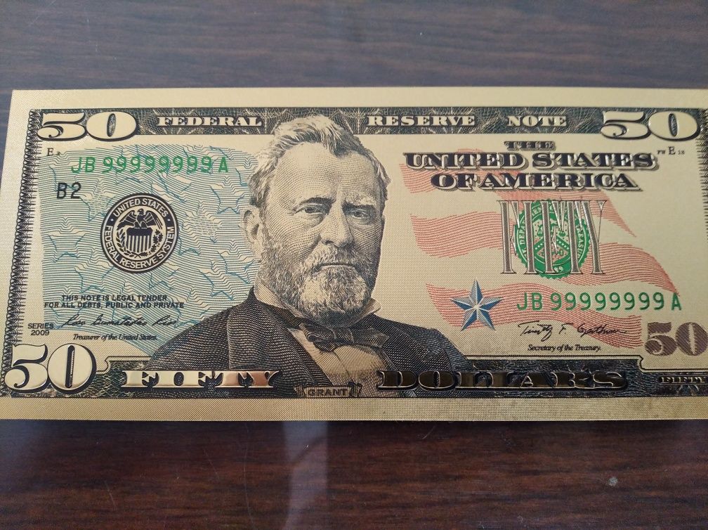 Banknoty USA pozłacane Zestaw 8 banknotow
