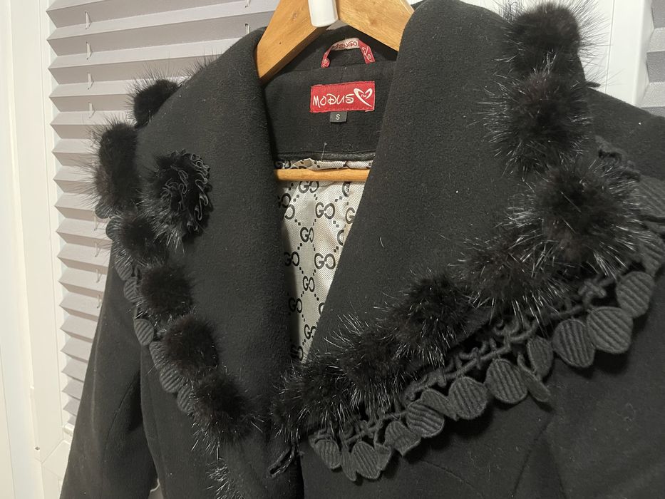 Кашемировое пальто, с норкой и вышивкой, классика