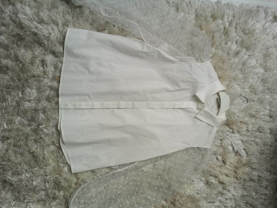 Koszula bluzka tiulowe rękawy w kropki Stradivarius L