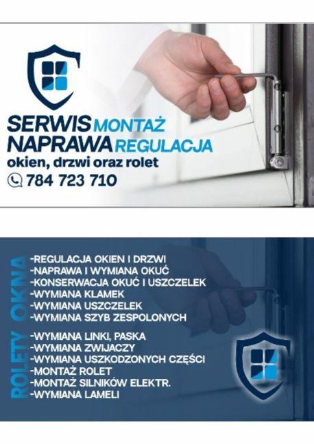 Serwis,naprawa,montaż i regulacja okien, drzwi i rolet zewnętrznych.