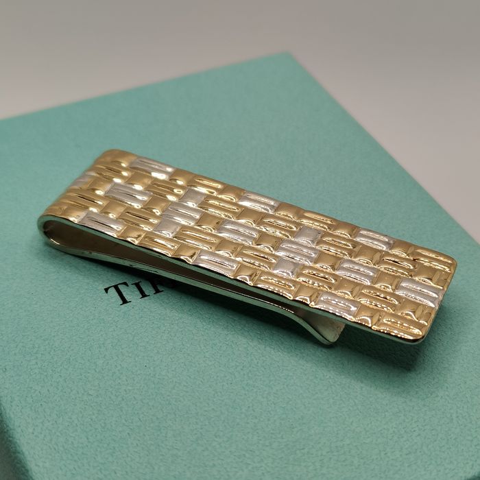 Klips na banknoty Tiffany srebro złoto 18k