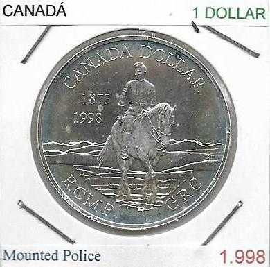 Canadá - - 1 Dollar - 1998 - - Real Polícia Montada - - Moeda de Prata