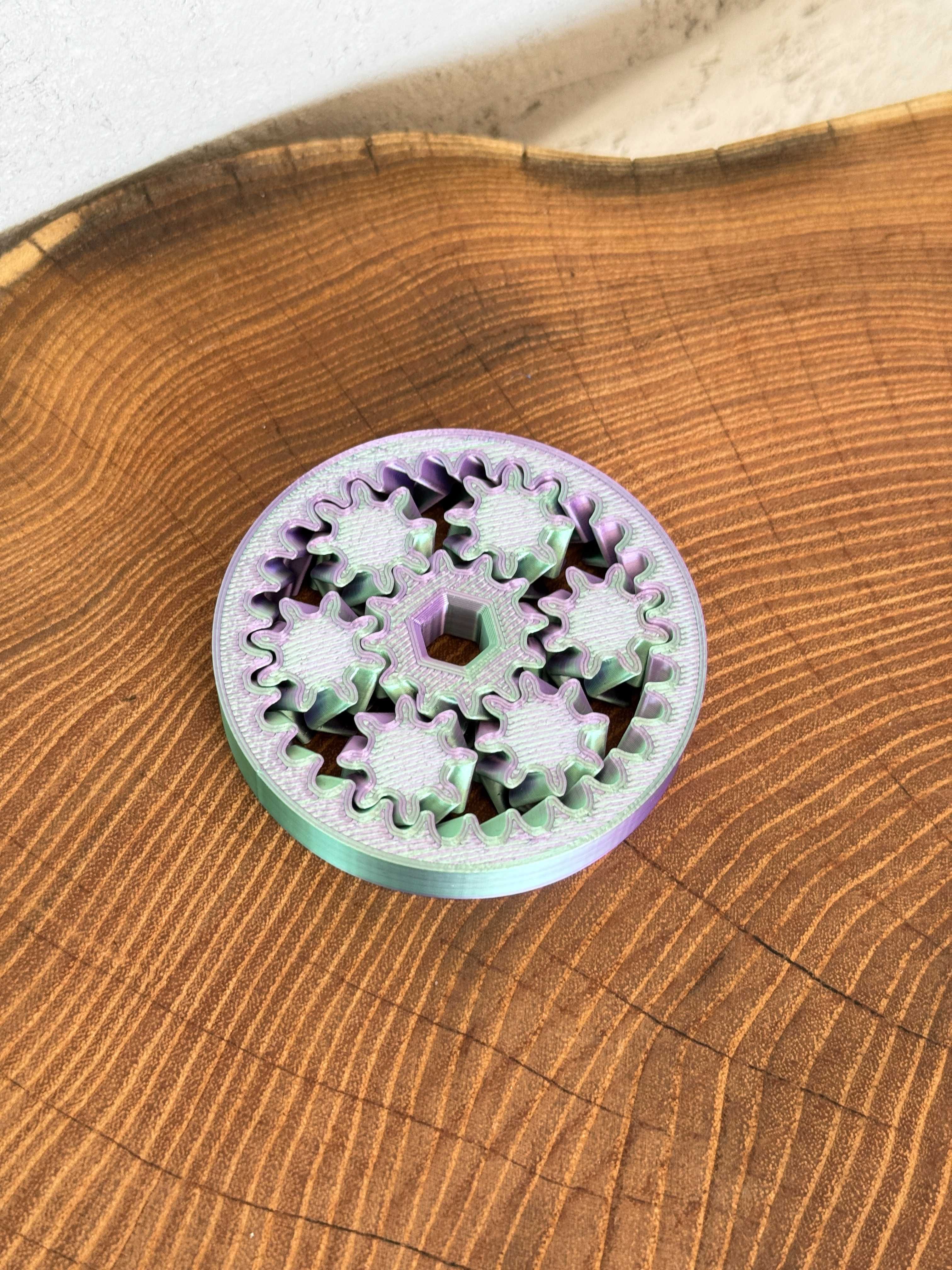 Świetna zabawka antystresowa ruchome zębatki, Fidget 75 mm, druk 3D