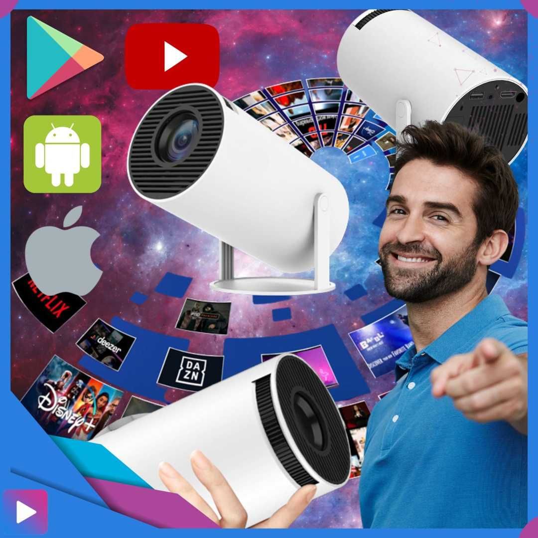 Projektor Smart Mini Android TV WiFi Bluetooth 5.0 HD 720p 4K Ready