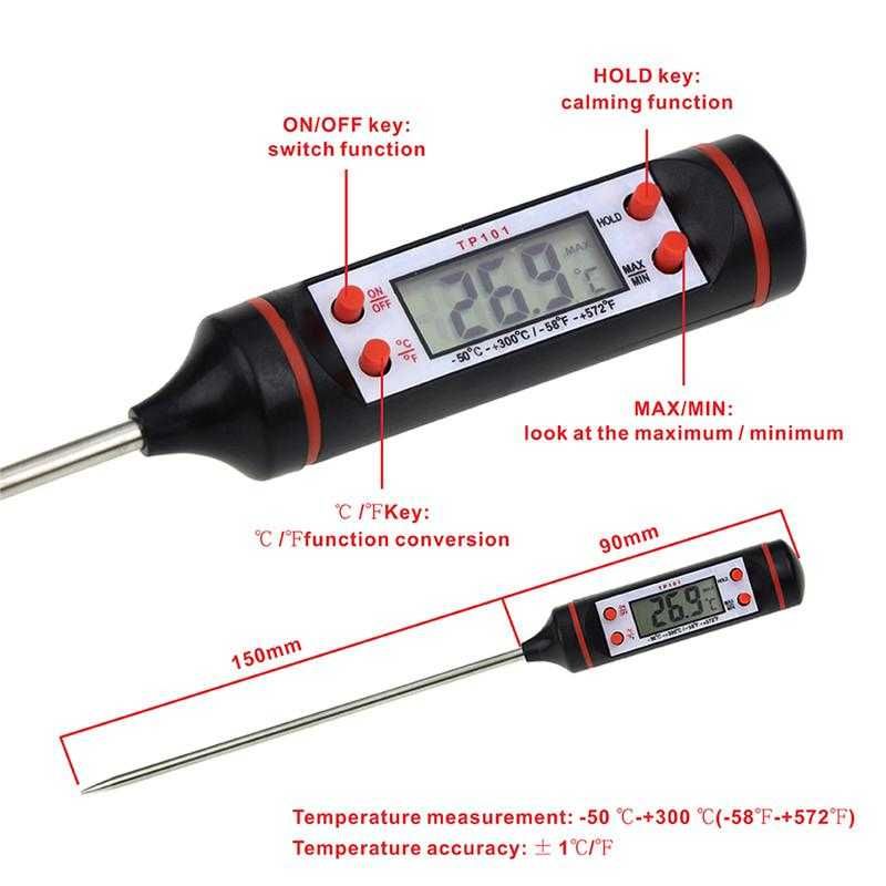 Цифровой термометр с дисплеем для гриля, мяса, стейков и молока