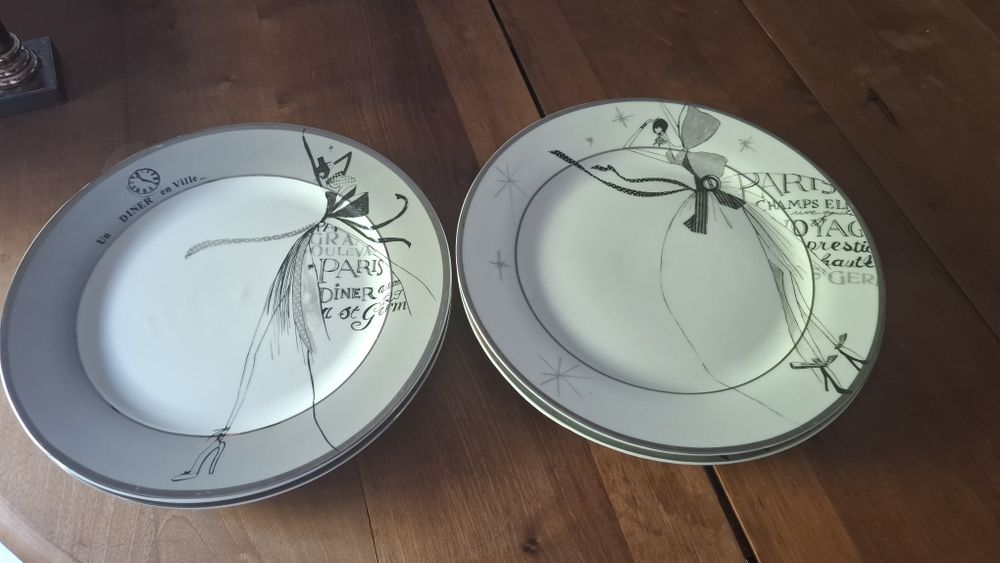 Conjunto de 5 pratos porcelana franceses