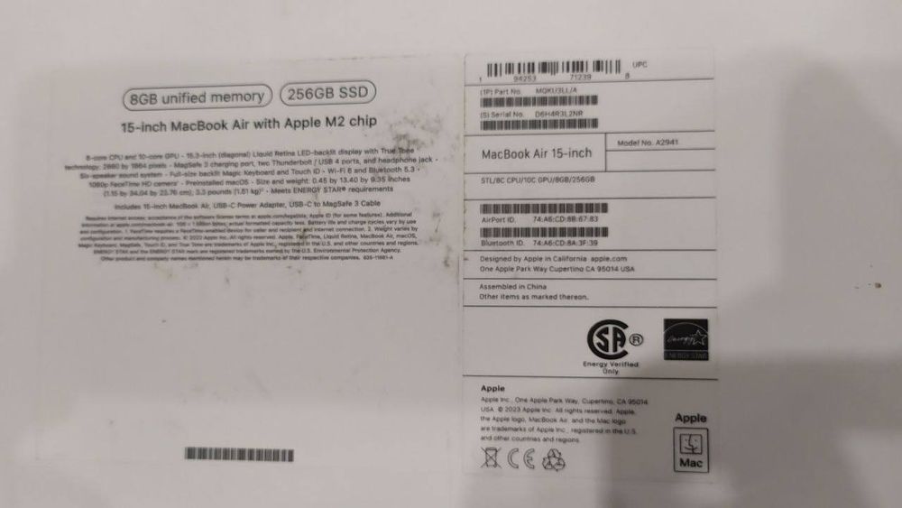 Apple MacBook Air 15 M2 8 256 2023