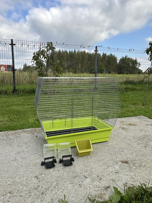 Klatka dla ptaków/papugi średnia zielona + akcesoria