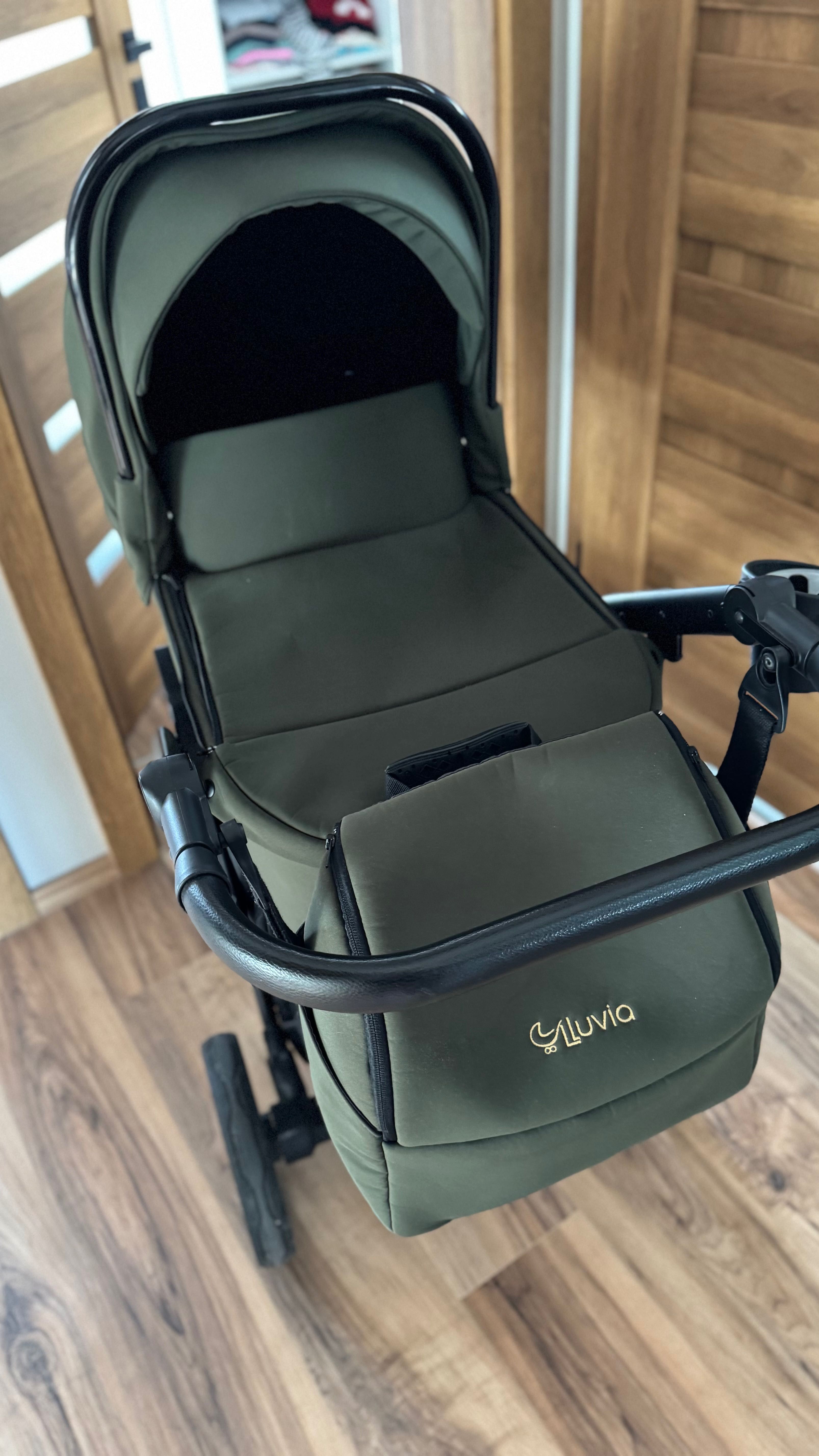 Wózek 2w1 Lluvia Milu Kids butelkowa zieleń gondola spacerówka torba