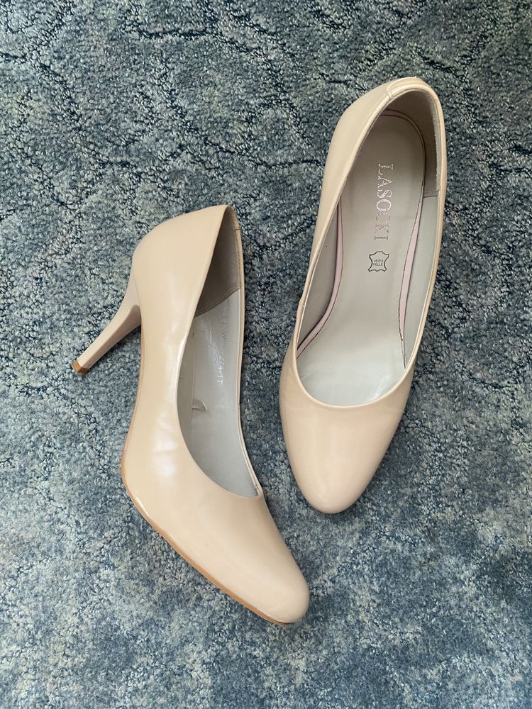 Skórzane szpilki buty na obcasie skóra eleganckie klasyczne czółenka