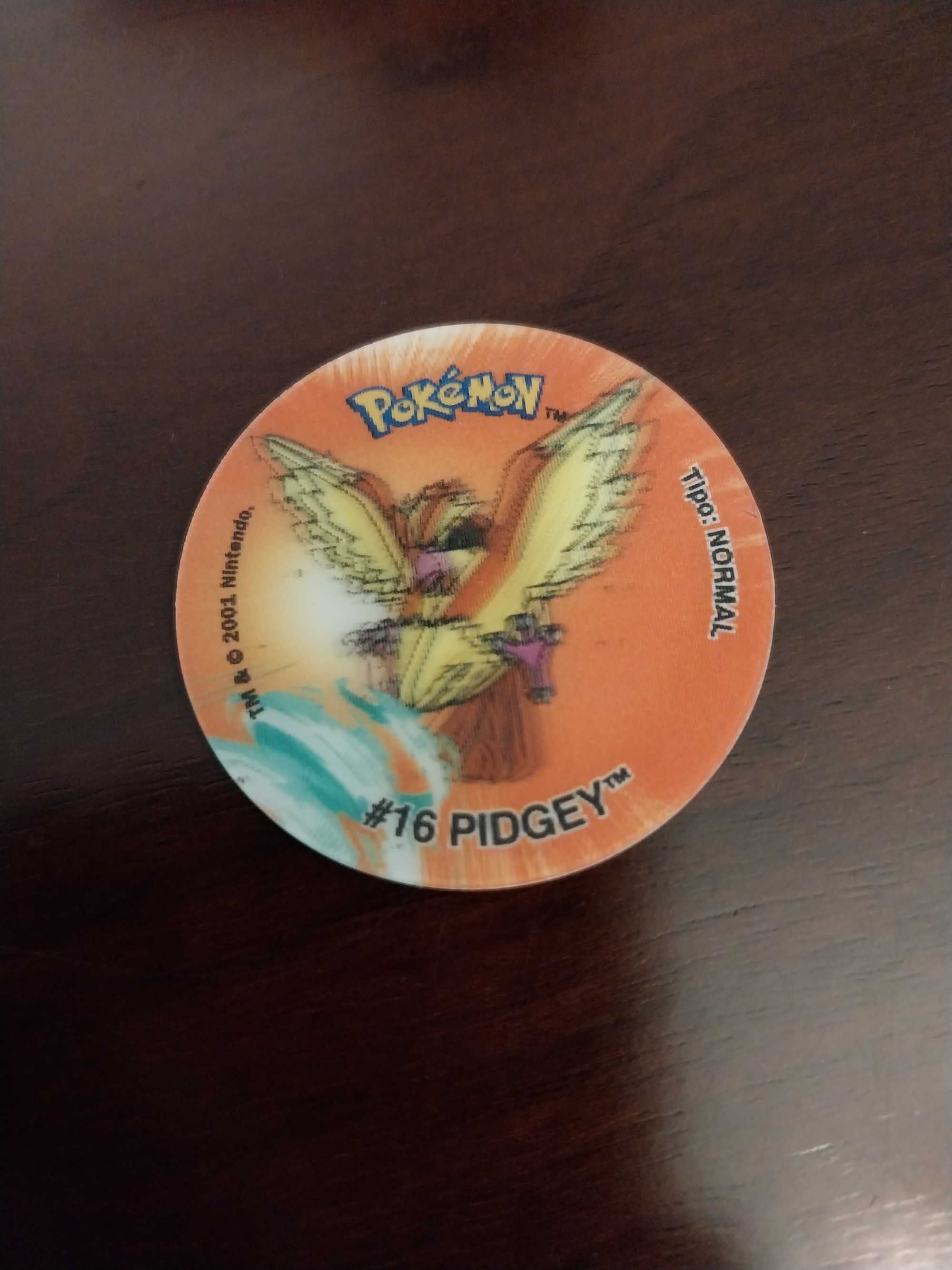 Pidgey 16, Holo, Tazos Pokémon Attack 2, edição limitada, raro