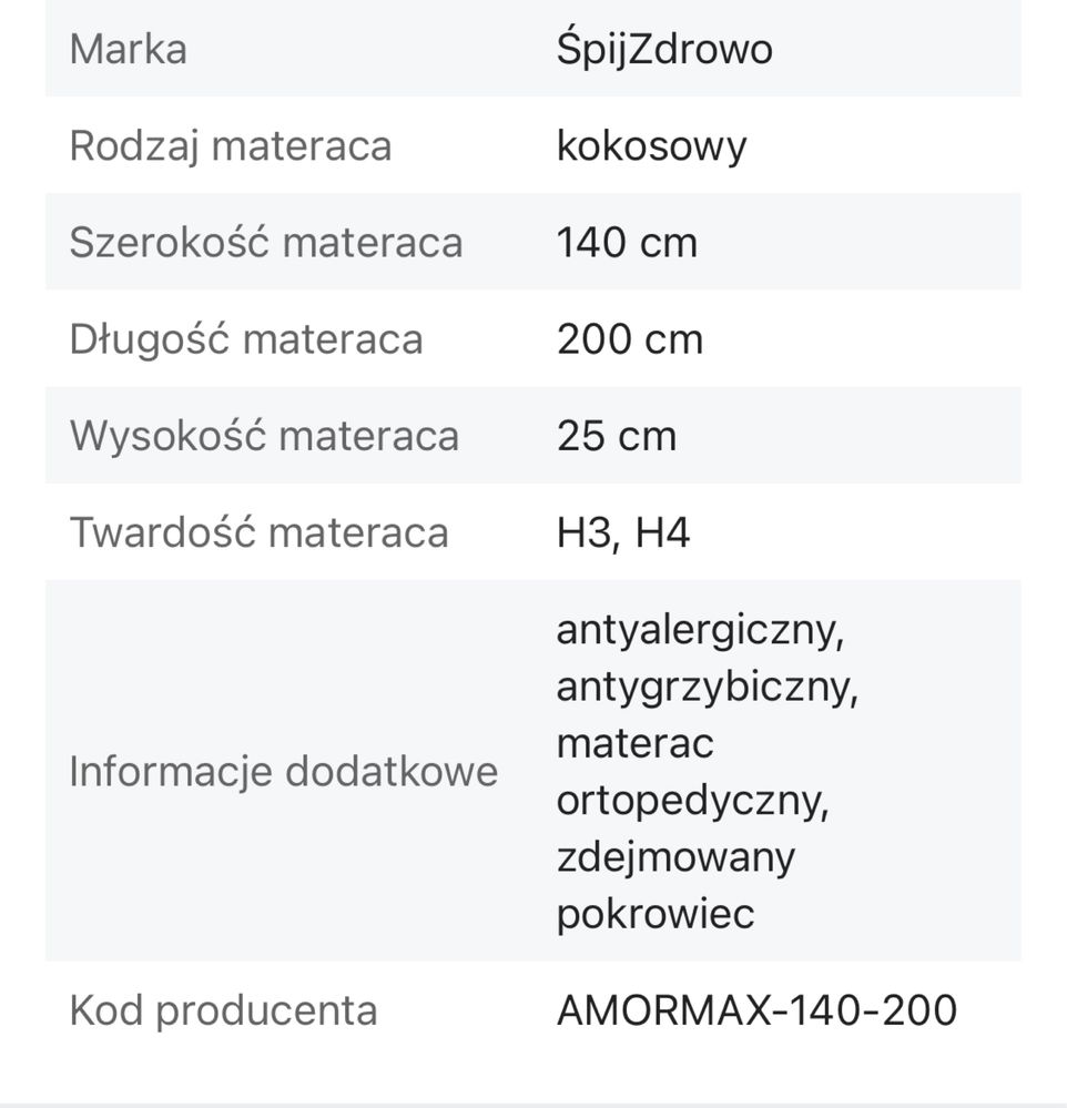 Materac 140x200 spijzdrowo