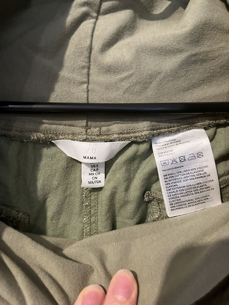 Spodnie ciazowe H&M Mama z gumą kolor khaki rozmiar S