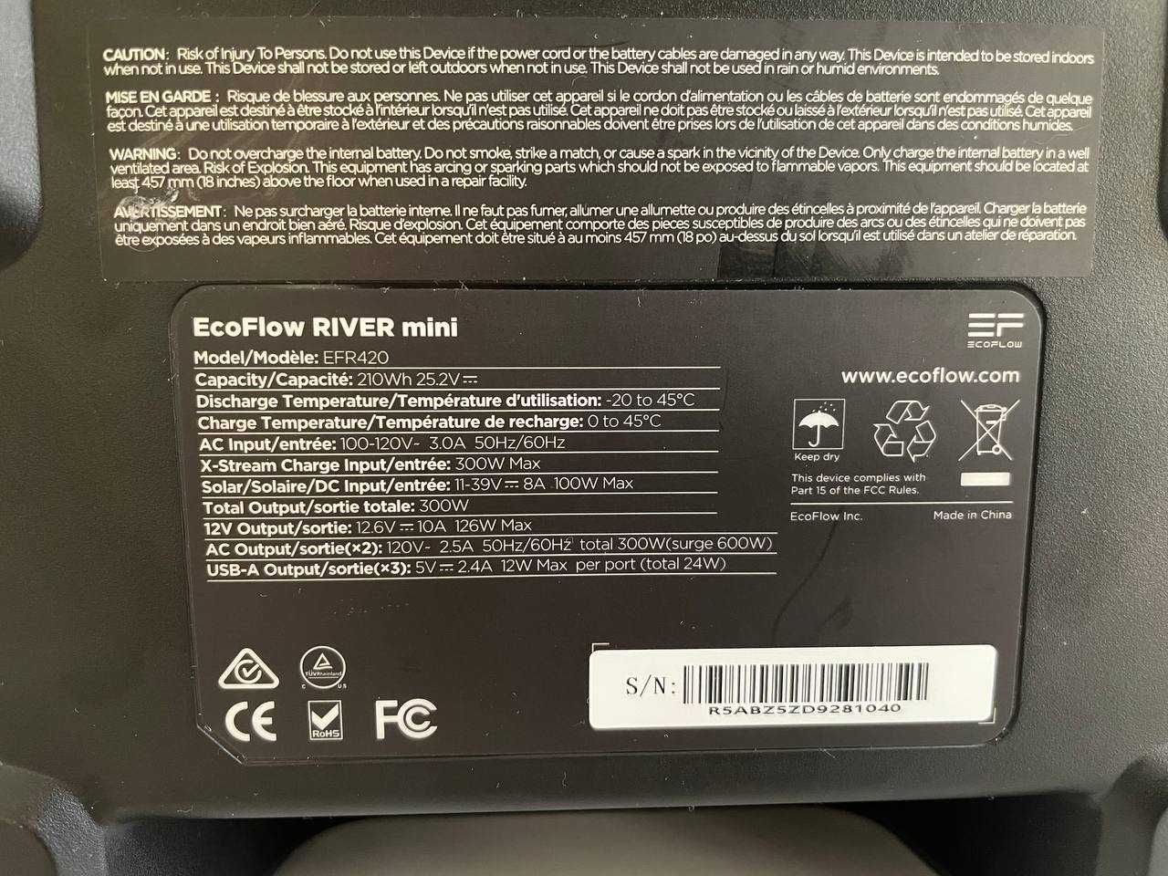 Портативна зарядна станція ECOFLOW River Mini New