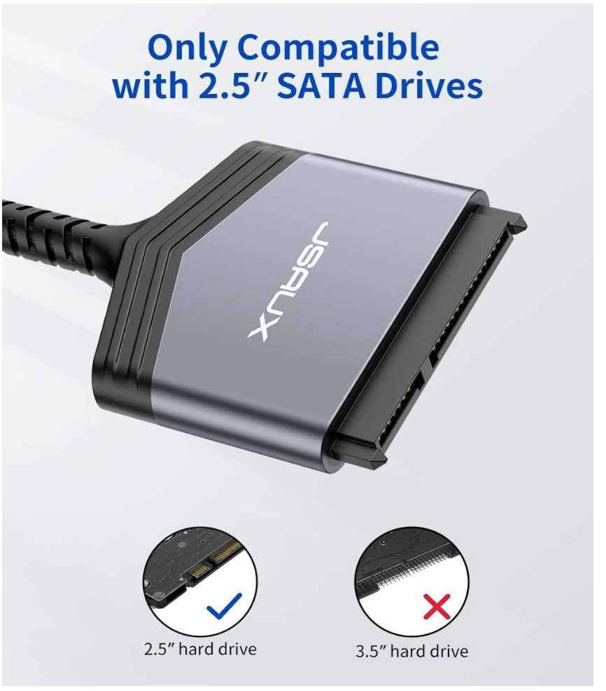 Kabel JSAUX SATA na USB C, adapter dysku twardego USB C 3.1 na 2.5"