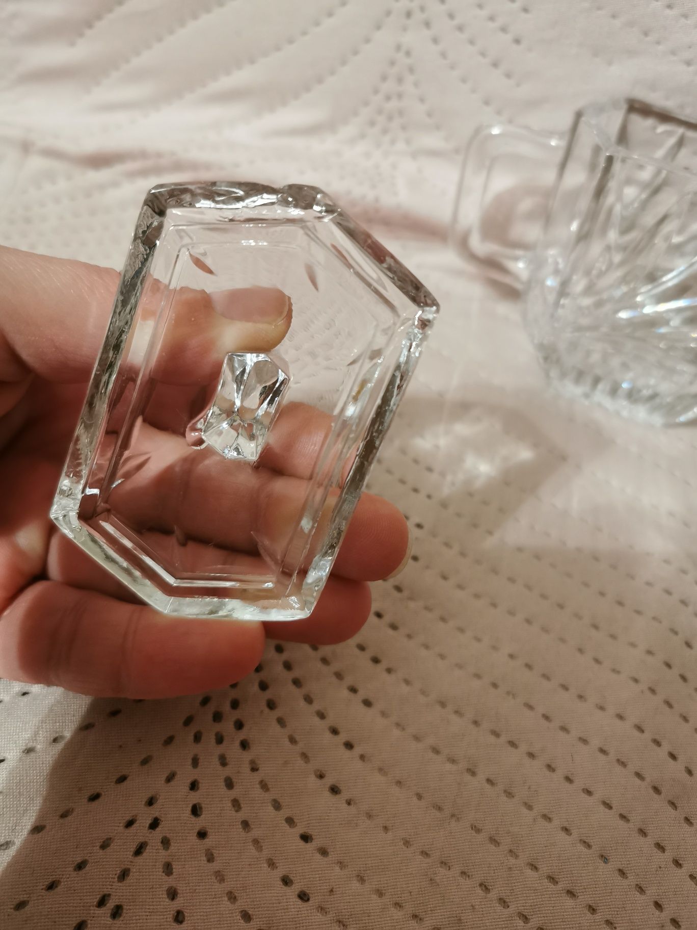 Kryształowy mlecznik z pokrywką ozdobny zdobiony pamiątki PRL