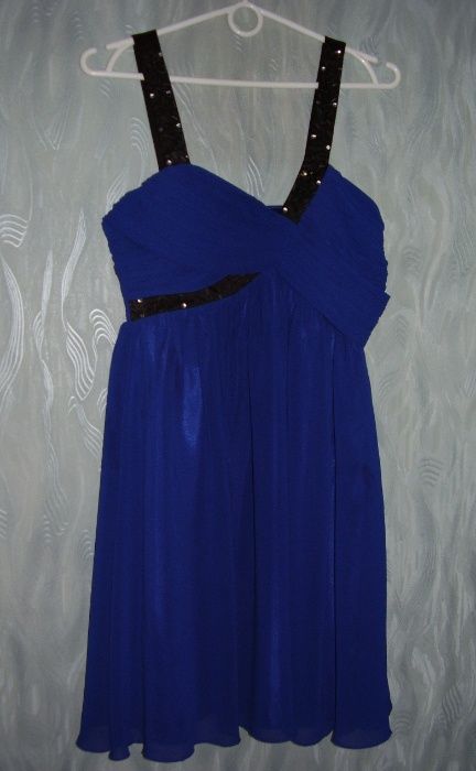 Платье шифоновое синее для девушки короткое нарядное