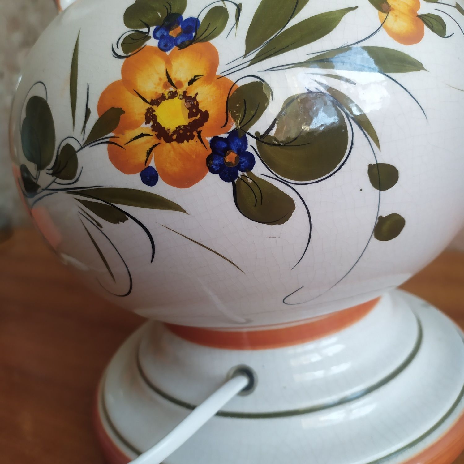 Lampa ręcznie malowana,lata 70- te.