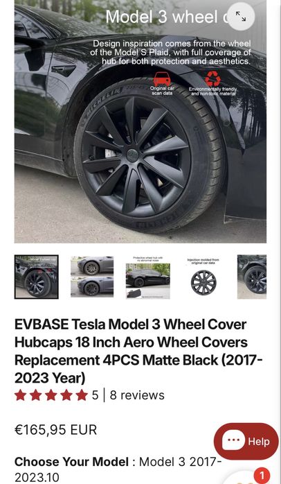 Tampões novos Tesla Model 3 - Aspeto Performance