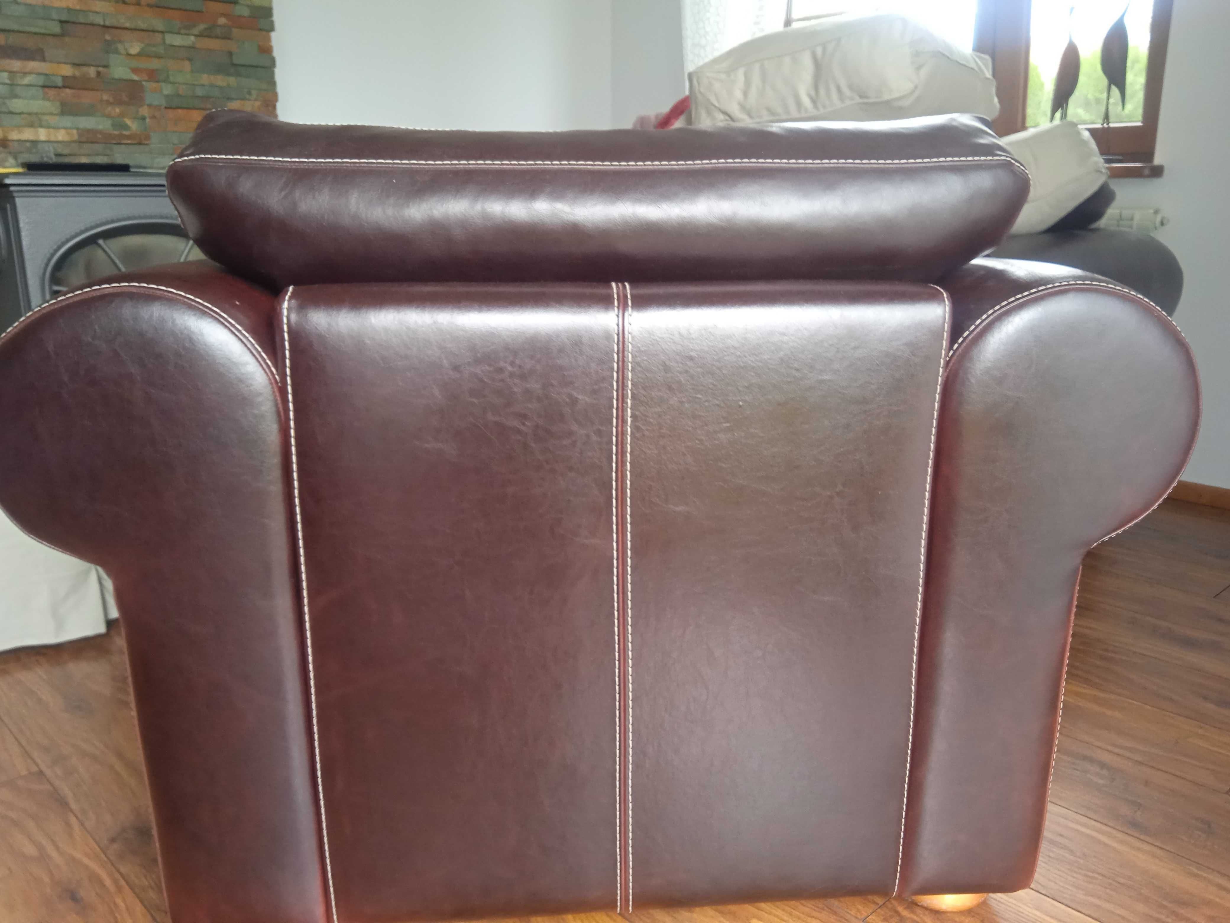 Komplet wypoczynkowy sofa +2 fotele ( skóra nat.) - za cenę 1 fotela