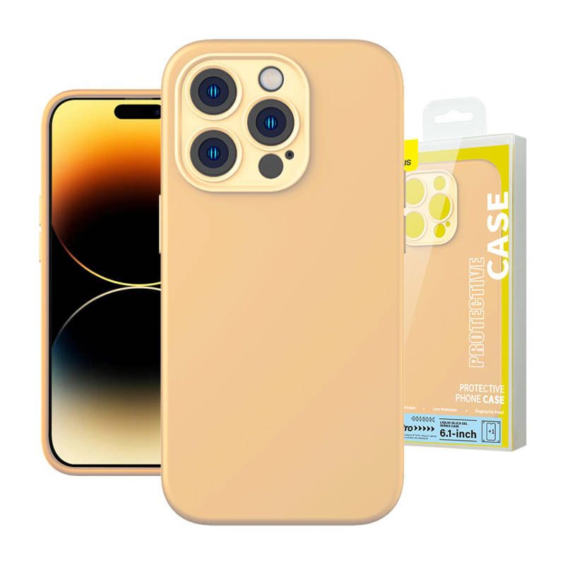 Etui + szkło do iPhone 14 Pro żółte Baseus Liquid Silica Case Zestaw