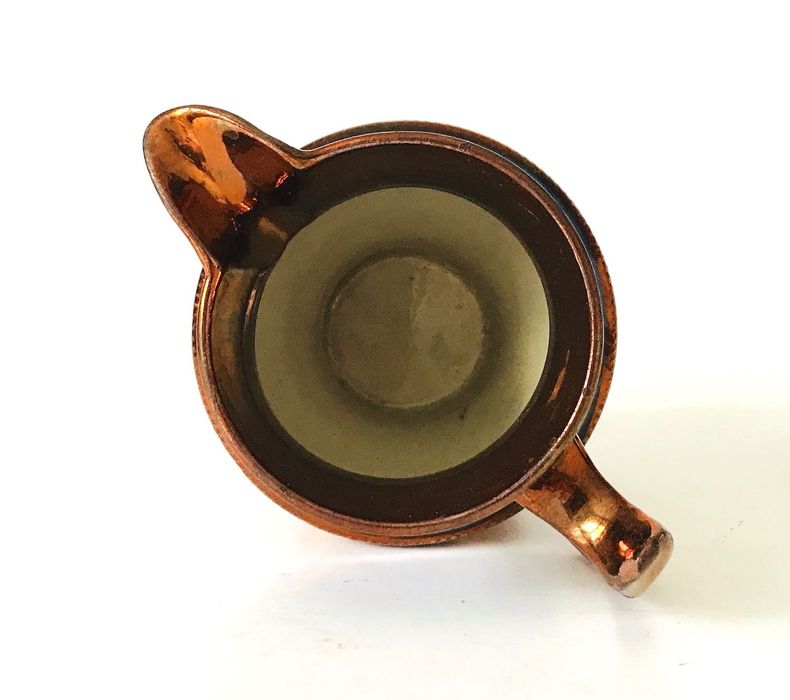 Mlecznik ceramika anglia secesja iryzujący miedziowany art deco