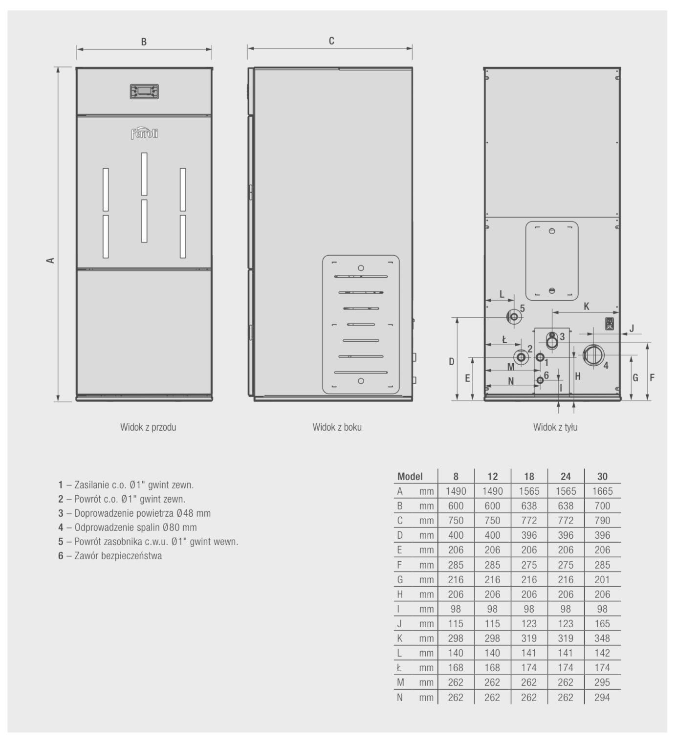 FERROLI BioPellet Pro 12 kW piec na pelet + FERROLI ECOUNIT F 300 - 1C
