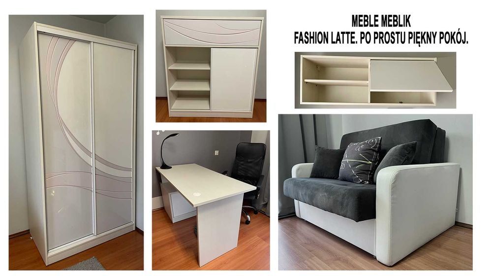 Komplet Mebli Meblik Fashion Latte - IDEALNY POKÓJ MŁODZIEŻOWY CZEKA!