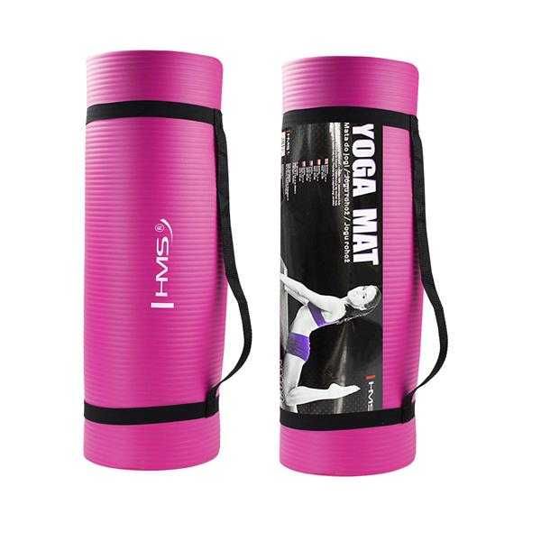 Gruba Mata do ćwiczeń fitness yogi HMS 183x61x1,5 cm pink