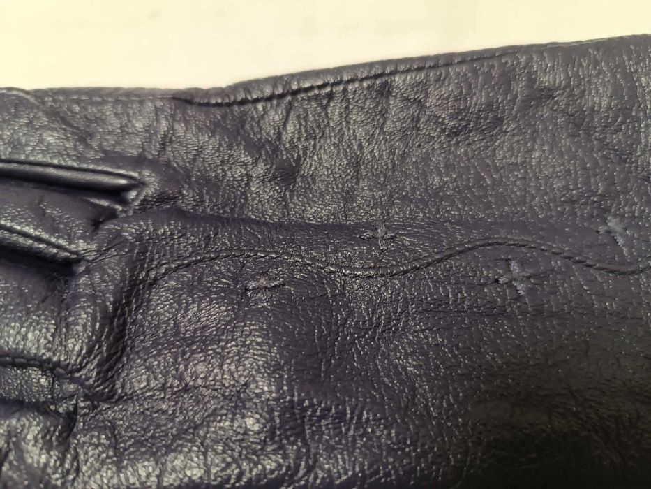 Rękawiczki damskie ze skóry - lekko ocieplane jak nowe - fiolet - XL.