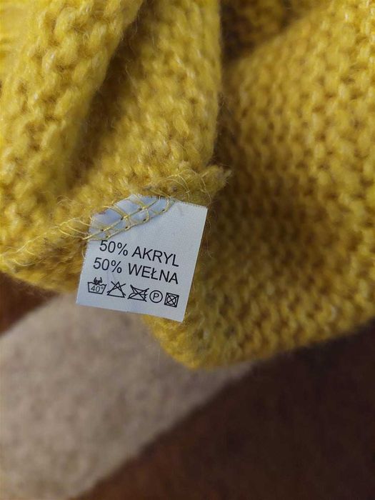 Damski Sweter - Rozmiar M, Zima, Wełna, Akryl, Zadbany, Żółty