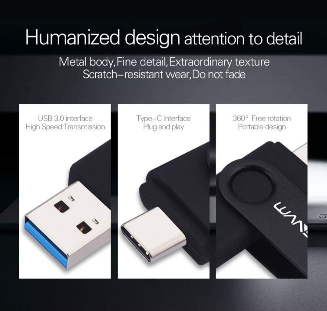 WANSENDA Podwójny interfejs USB typu C i standardowego  3.0