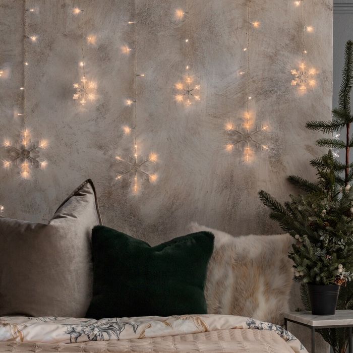 Kurtyna świetlna płatki śniegu ciepły biały Home&You 700 cm