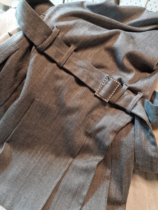 Sukienka Plisowana Szara Srebrna Biurowa Rozm: S