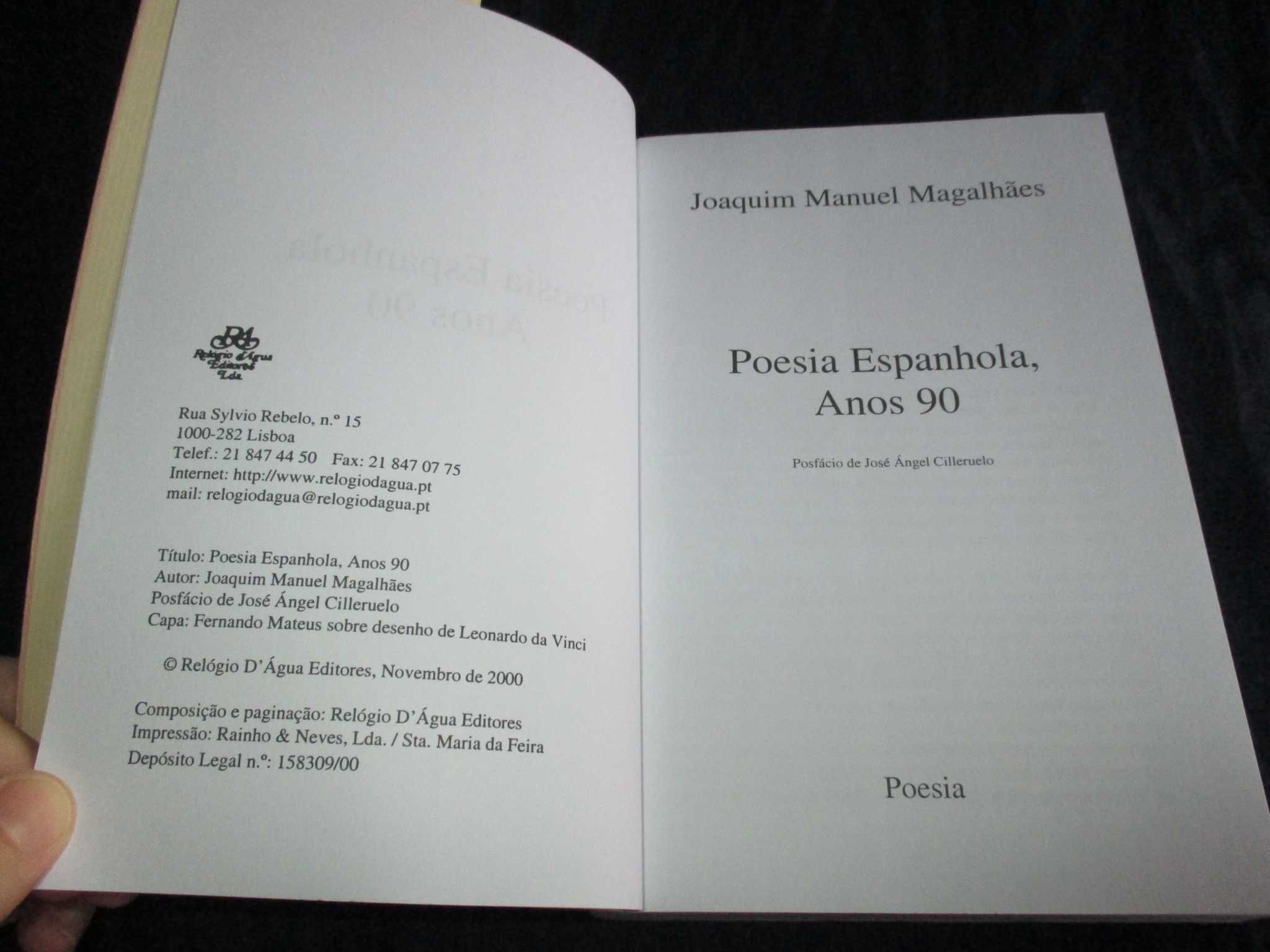 Livro Poesia Espanhola Anos 90 Joaquim Magalhães