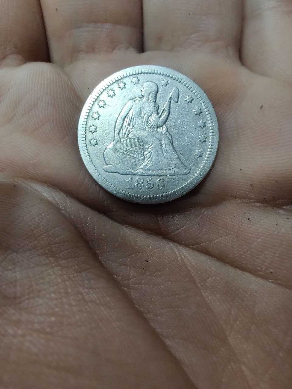 United States "Seated Liberty" Silver Quarter Dollar, 1856, original