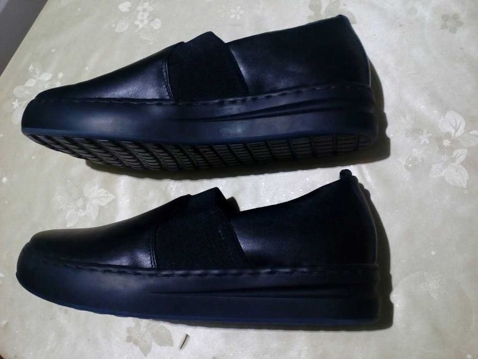 Ботинки Слипоны на высокой подошве из натуральной кожы (Осень-Зима)