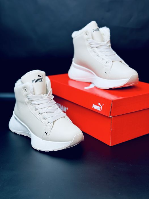 Ботинки Пума / кожаные кроссрвки Puma зимние / кросівки зимові жіночі
