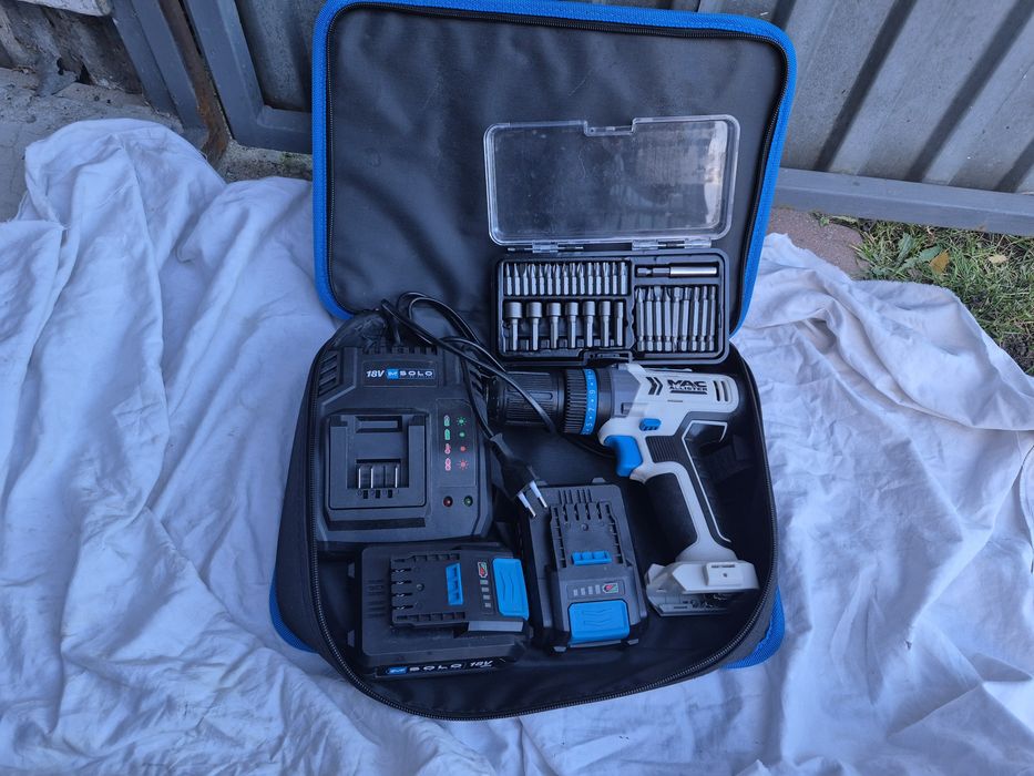 Wkrętarka akumulatorowe Macallister MCD18-LI-2 18V 2.0AH+ zestaw bitów