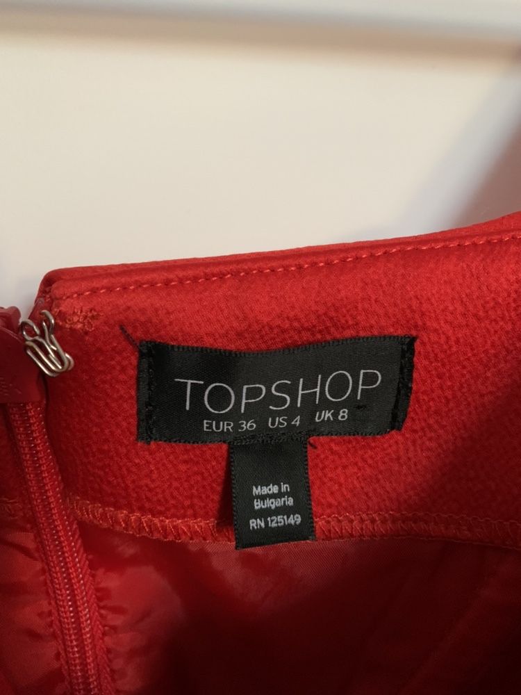 Sukienka TopShop 34/36 XS/S czerwona kobieca sylwester studniówka