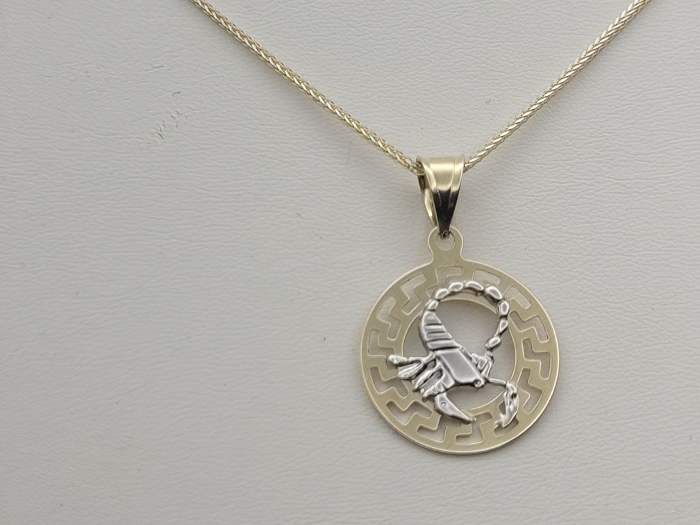 Nowy złoty łańcuszek złoto próby 585, znak zodiaku Skorpion, 50 cm