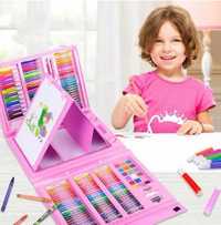 Чемодан детского творчества набор фломастеры карандаши мольберт краски