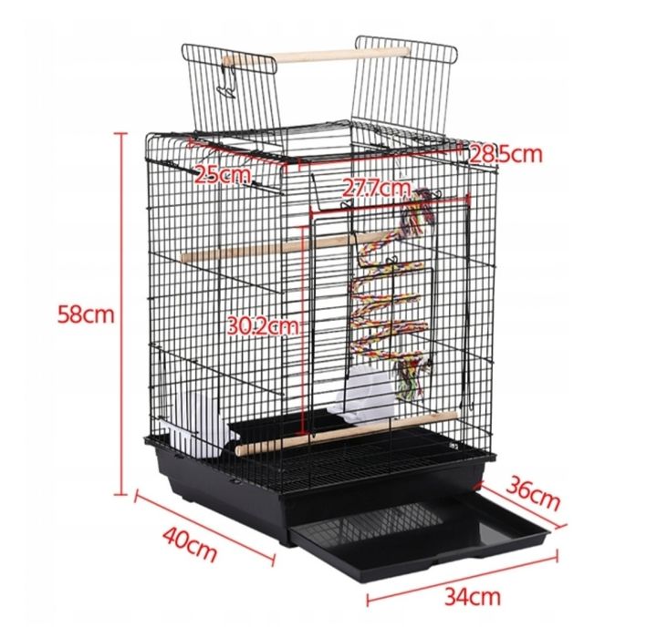 Klatka dla ptaków,papug jak nowa 40×40×58