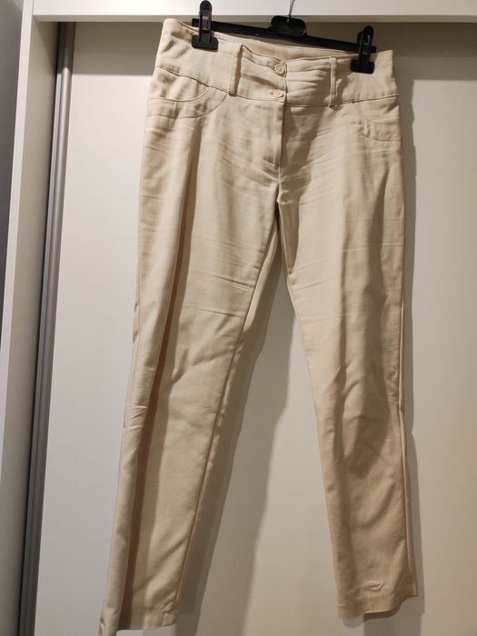 Spodnie damskie klasyczne, komunia uroczystość  ecru r. 38